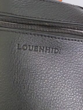 LOUENHIDE Black Pebbled Leather Satchel with Front Zip Detail